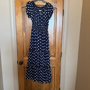 NWT navy and white polka dot maxi dress size 6
